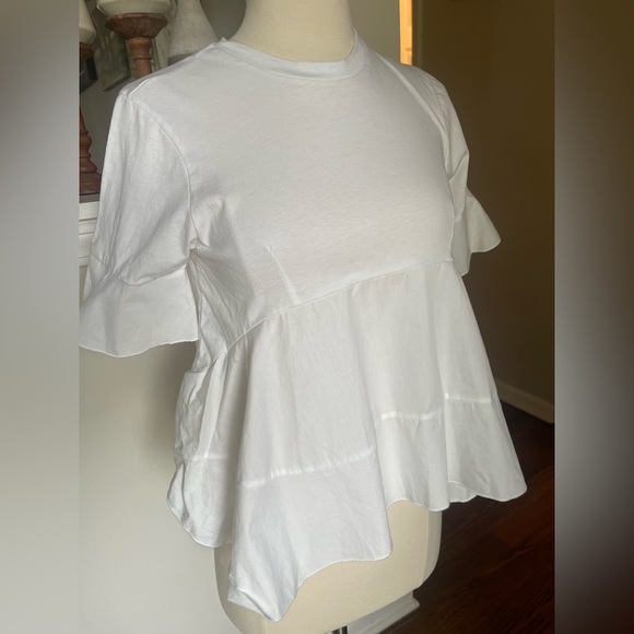 NWT Love Notes white ruffle baby doll tee top S - Picture 3 of 5